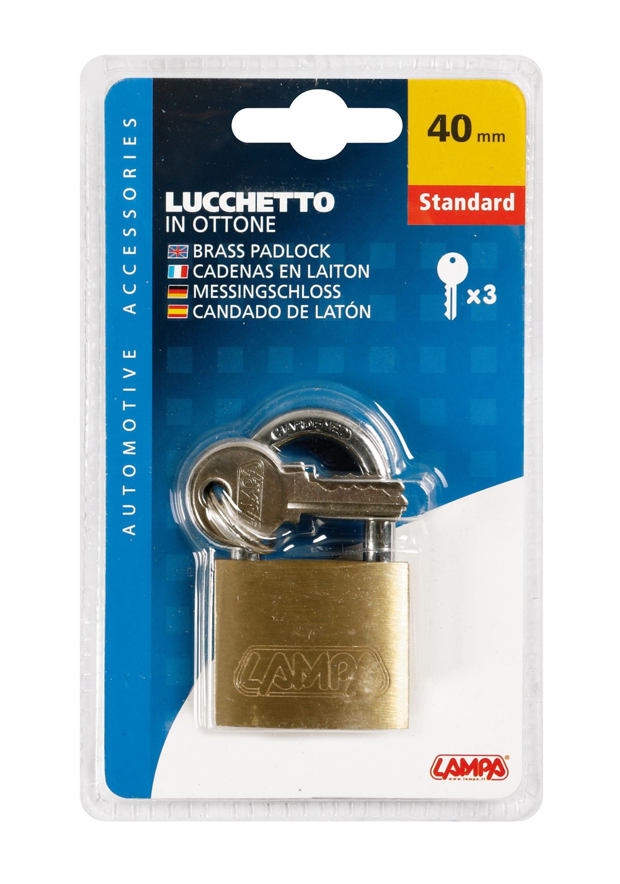 Standard, lucchetto in ottone - 40 mm