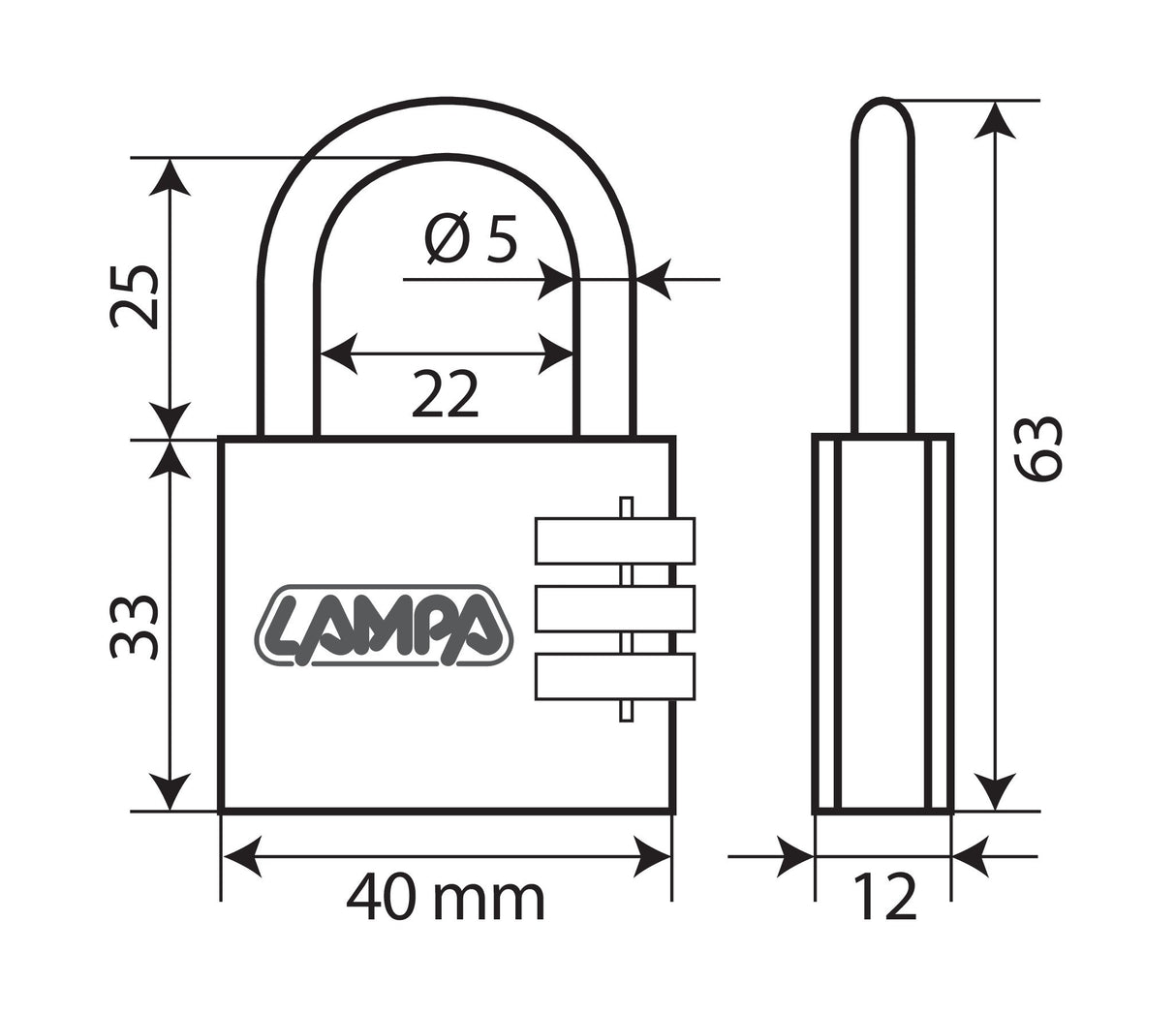 Lucchetto in ottone a combinazione variabile - 40 mm