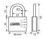 Lucchetto in ottone a combinazione variabile - 40 mm