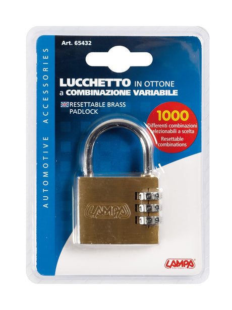 Lucchetto in ottone a combinazione variabile - 40 mm