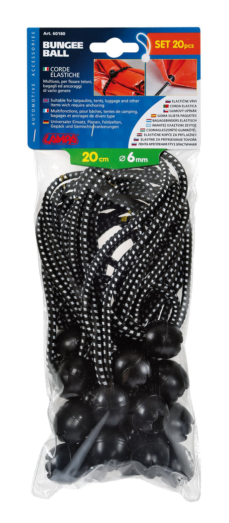 Bungee Ball, set 20 corde elastiche - 20 cm - Ø 6 mm