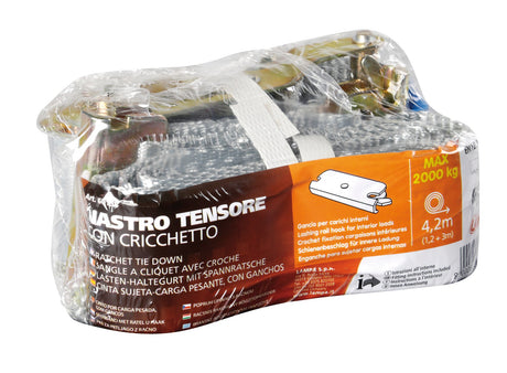 Nastro tensore con cricchetto - Gancio per carichi interni - 1,2+3 m