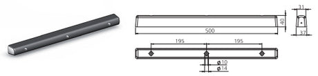 Tampone paracolpo quadro 500x37x40