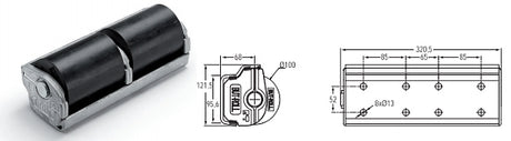 Tampone paracolpo a 2 rulli 320 mm oriz.