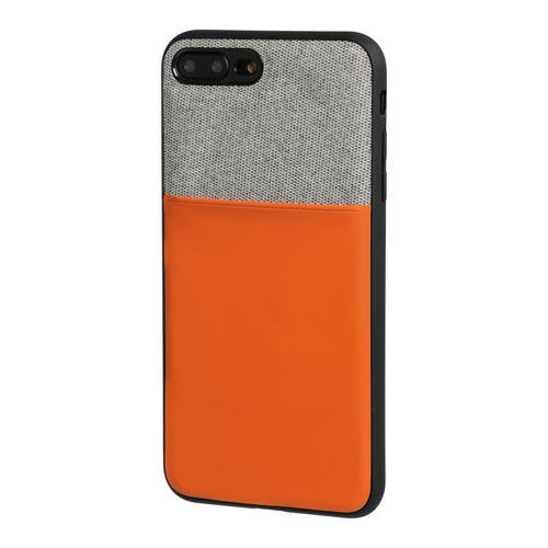 Duo pocket, cover bicolore con inserti metallici - Apple iPhone 7 Plus / 8 Plus - Grigio/Arancio