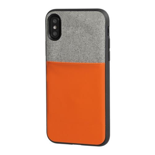 Duo pocket, cover bicolore con inserti metallici - Apple iPhone X - Grigio/Arancio