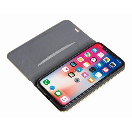 Club, cover a libro in similpelle - Apple iPhone X - Blu/Oro