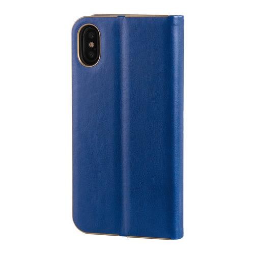 Club, cover a libro in similpelle - Apple iPhone X - Blu/Oro