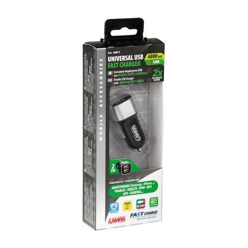 Caricabatteria 2 porte Usb - Fast Charge - 4800 mA - 12/24V