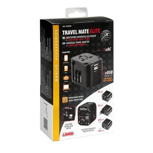 Travel Mate Elite, adattatore universale da viaggio + caricatore Usb a 2 porte