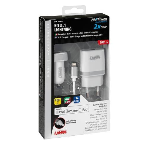 Kit 3 in 1 Lightning - Fast Charge - 12/24V + 230V