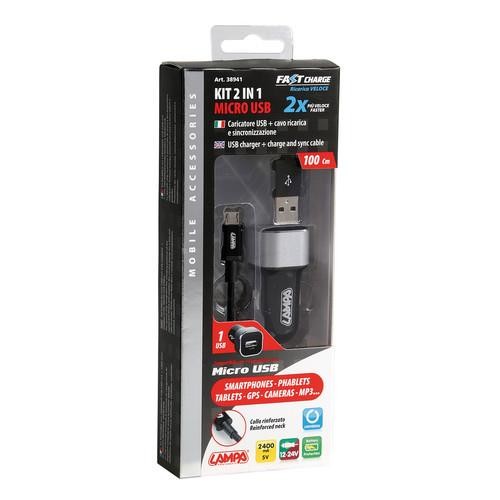 Kit 2 in 1 Micro Usb - Fast Charge - 12/24V