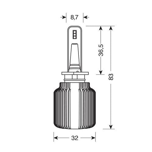 9 32V Halo Led Blade H1 16W P14,5s 2 pz Scatola cod 57814