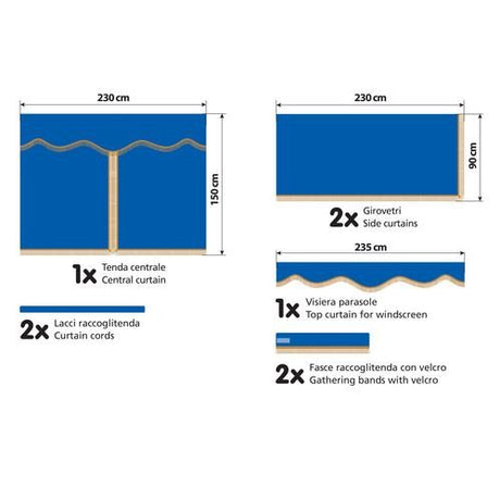 Privilege set tende oscuranti per camion Misure standard Blu cod 96010