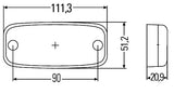 Luce laterale FLATPOINT II arancione con staffa verso catadiottro e cavo da 1,5 m.