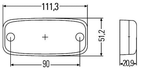 Luce laterale FLATPOINT II arancione con staffa verso catadiottro e cavo da 1,5 m.