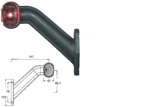 Luce d'ingombro SUPERPOINT II destra 60° con cavo 1,25 m.