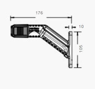 Luce d'ingombro SUPERPOINT III a LED destra con cavo 1,25 m.