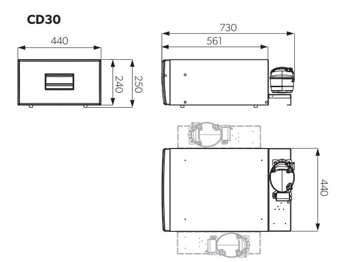 Frigo a cassetto Waeco Coolmatic CD 30 Cassetto frigo refrigerato per uso interno ed esterno, apertura semplice, bloccaggio sicu