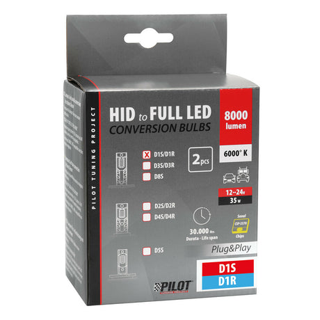 12-24V Lampade a Led per conversione fari Xenon - (D1S-D1R) - 35W - 2 pz - Scatola