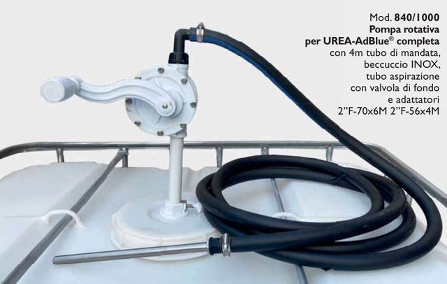 Pompa manuale in acciaio inox, tenute in PTFE, idonea