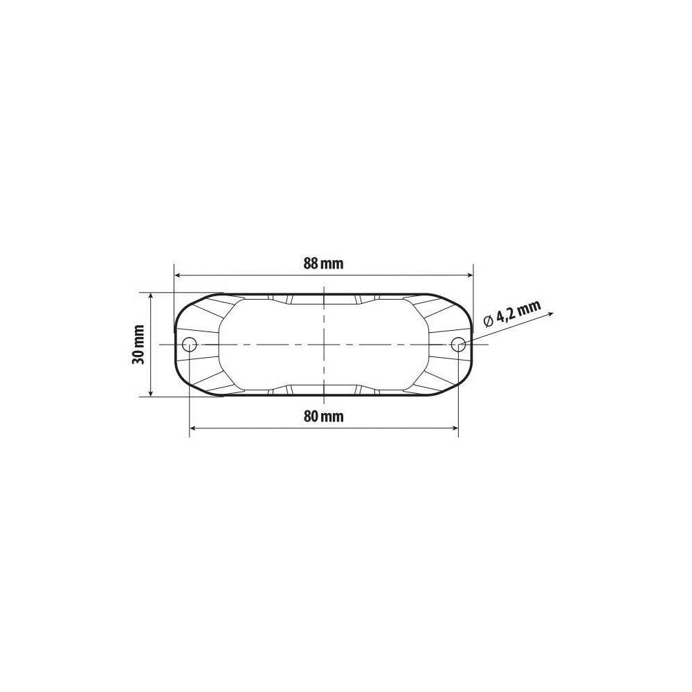 Luce di segnalazione multifunzione a 3 Led, 12/24V - 88x30 mm - Arancio