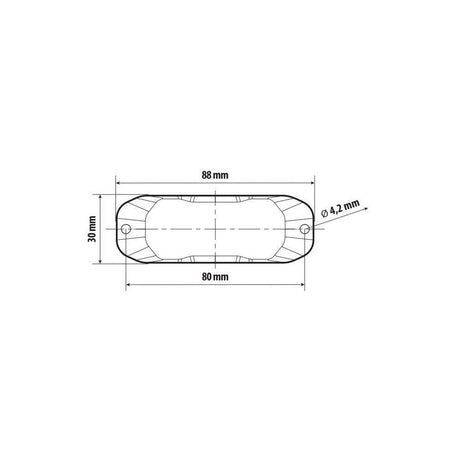 Luce di segnalazione multifunzione a 3 Led, 12/24V - 88x30 mm - Arancio