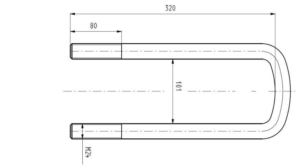 Kit cavallorrto con dadi M24x3x101x320