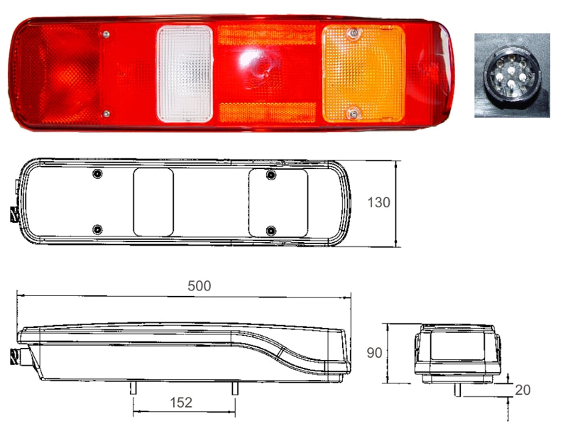 Fanale posteriore VOLVO (20565103) sx con luce targa. cod T40.257.013