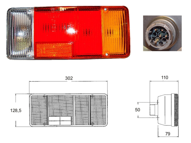 Fanale IVECO DAILY S2000 10/99 - EUROCARGO destro con retromarcia e connettore (rif. 500356783)