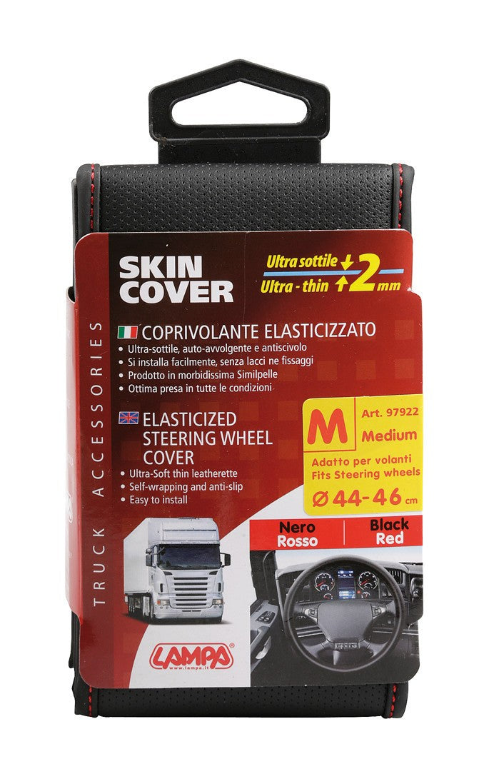 Skin-Cover, coprivolante elasticizzato - Nero/Rosso - M - Ø 44/46 cm