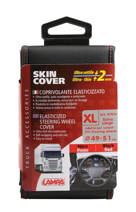 Skin-Cover, coprivolante elasticizzato - Nero/Rosso - XL - Ø 49/51 cm