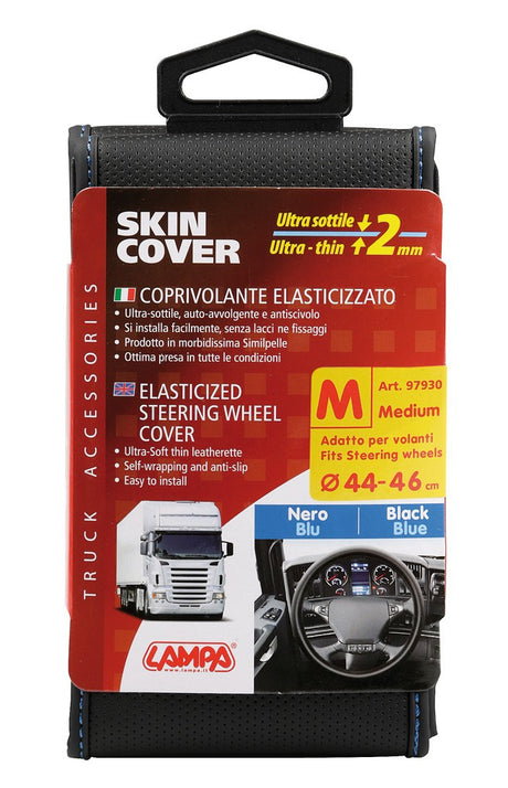 Skin-Cover, coprivolante elasticizzato - Nero/Blu - M - Ø 44/46 cm