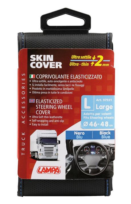 Skin-Cover, coprivolante elasticizzato - Nero/Blu - L - Ø 46/48 cm