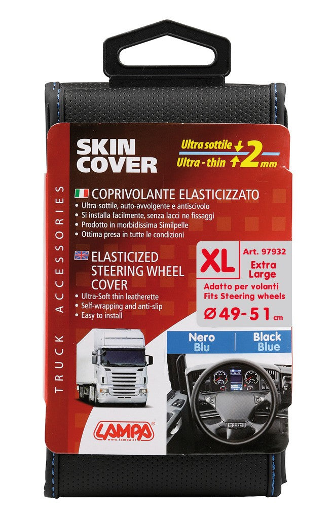 Skin-Cover, coprivolante elasticizzato - Nero/Blu - XL - Ø 49/51 cm