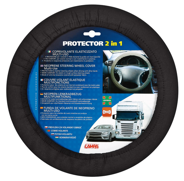 Protector 2 in 1, coprivolante elasticizzato - Nero