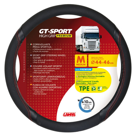 GT-Sport, coprivolante in TPE - M - Ø 44/46 cm - Nero/Rosso