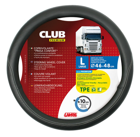 Club, coprivolante presa confort in TPE - L - Ø 46/48 cm - Nero