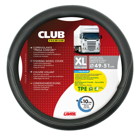 Club, coprivolante presa confort in TPE - XL - Ø 49/51 cm - Nero