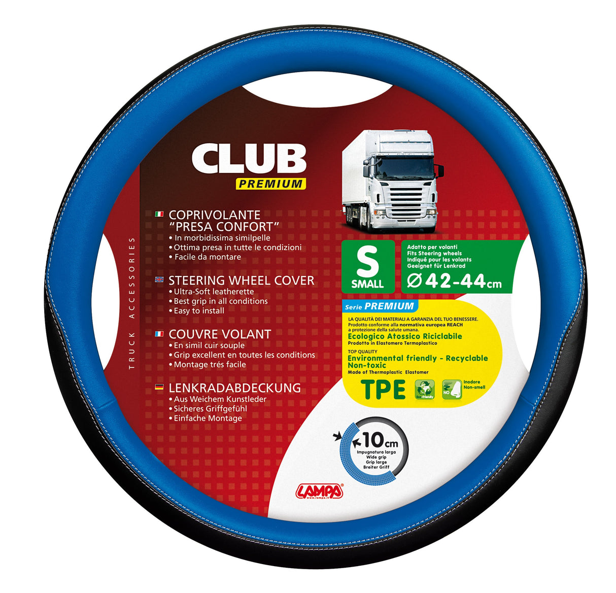 Club, coprivolante presa confort in TPE - S - Ø 42/44 cm - Blu