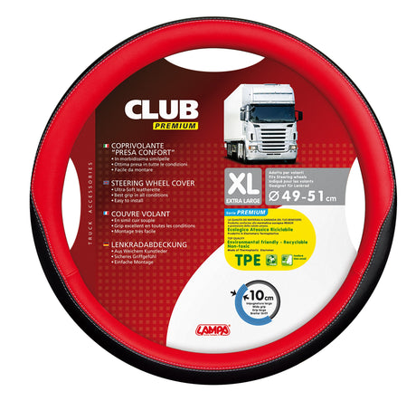 Club, coprivolante presa confort in TPE - XL - Ø 49/51 cm - Rosso