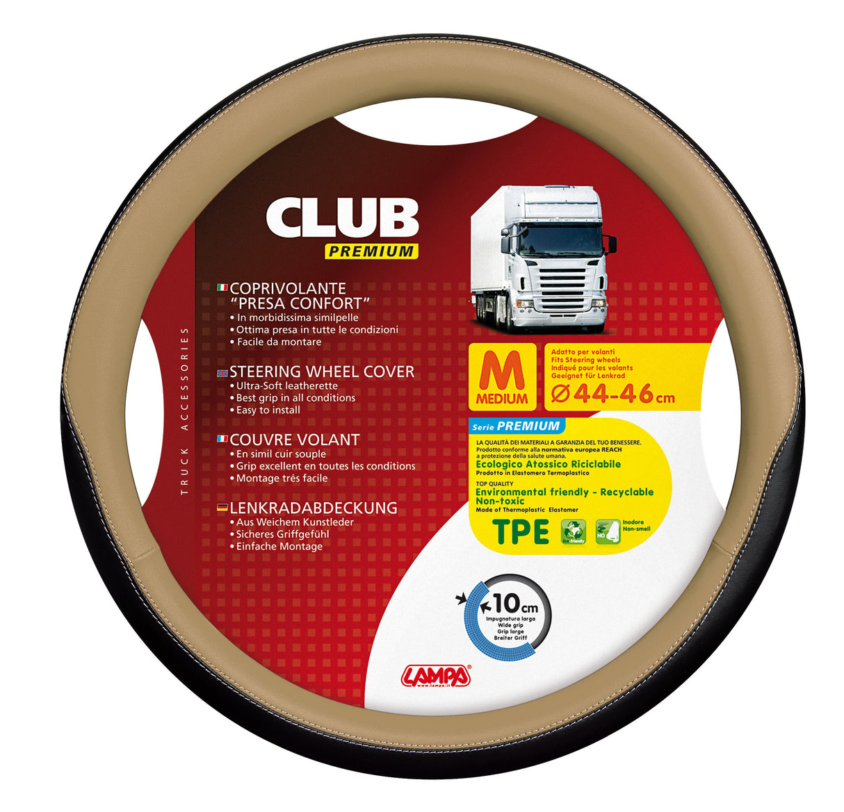 Club, coprivolante presa confort in TPE - M - Ø 44/46 cm - Beige