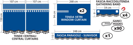 Premiere, set tende in microfibra per camion - Blu