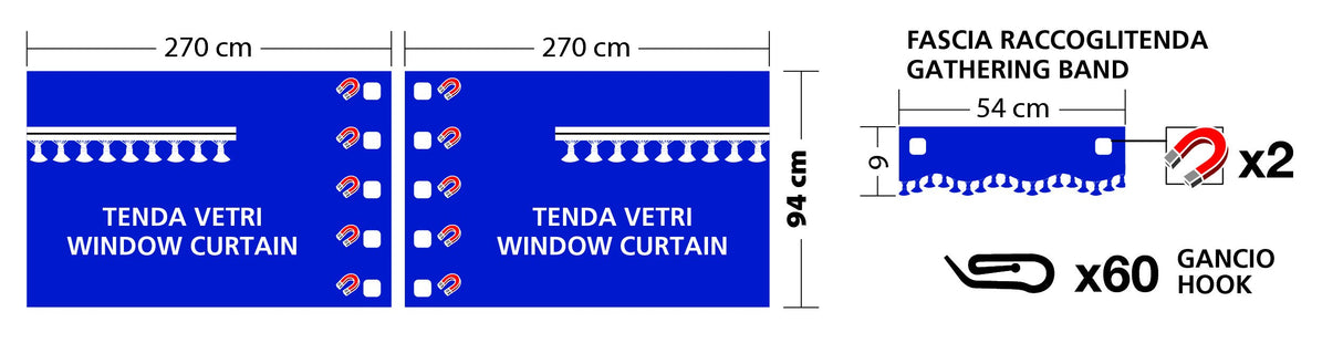 Oscura, tende perimetrali per camion, cabina standard - Blu