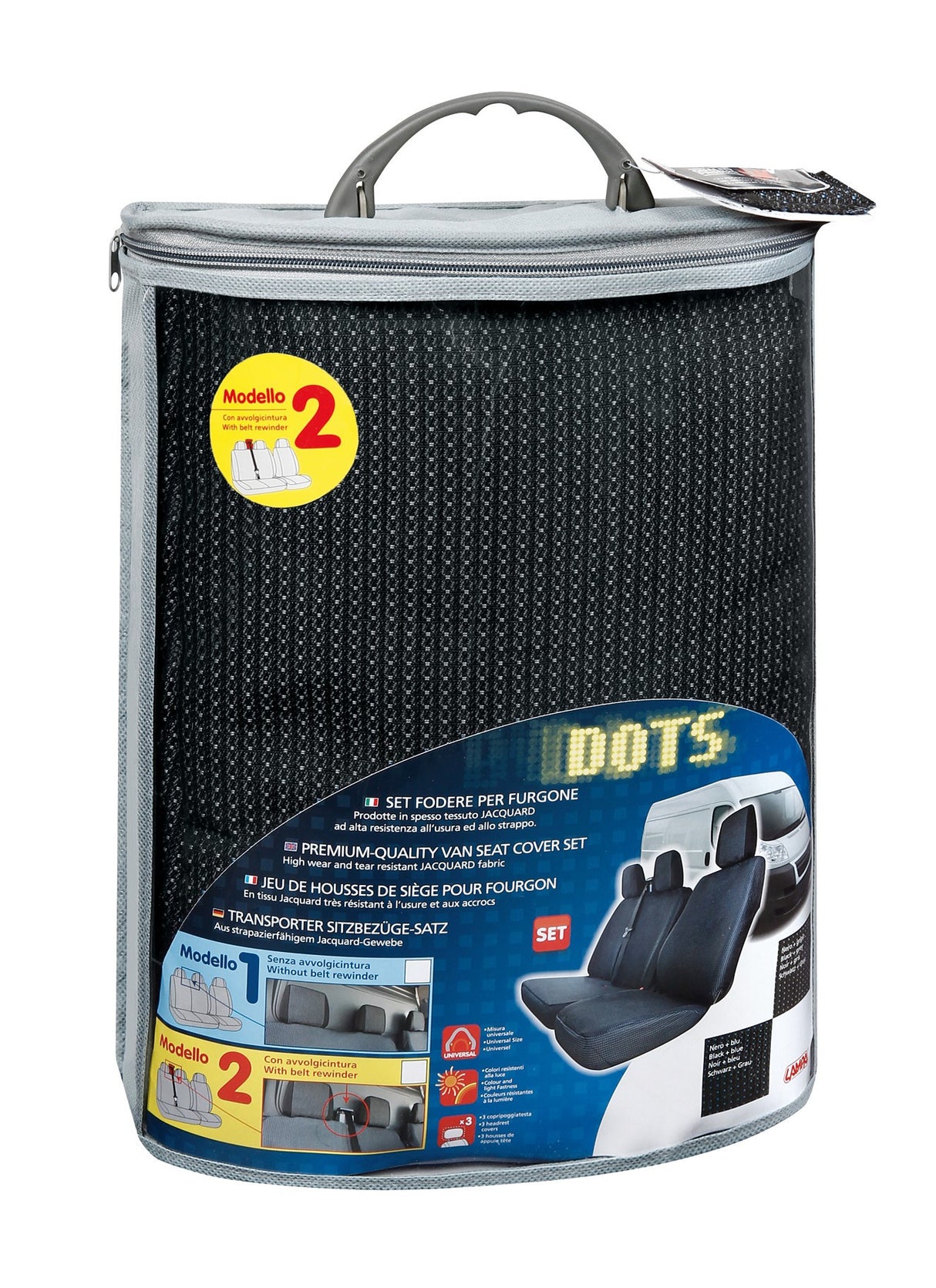 Dots-2, set fodere per furgone con avvolgicintura - Nero/Grigio