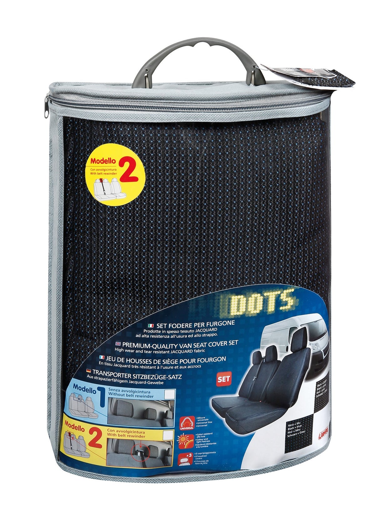 Dots-2, set fodere per furgone con avvolgicintura - Nero/Blu