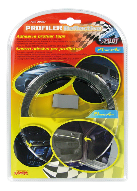 Profiler, profilo adesivo catarifrangente - 4 m - 21 mm