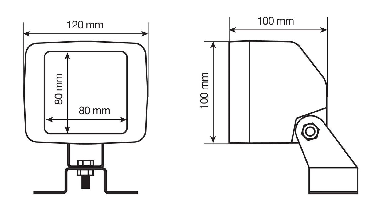 WB-1, faro da lavoro alogeno quadrato, 12/24V