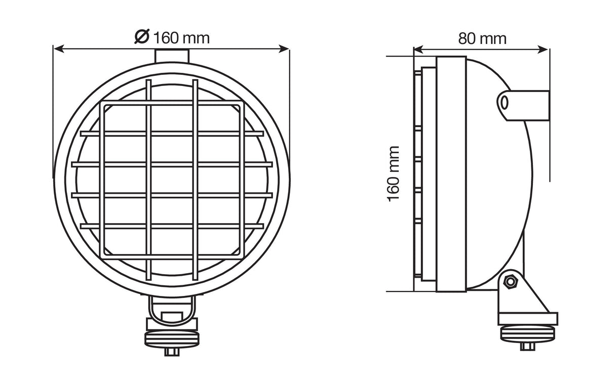 WB-3, faro da lavoro alogeno rotondo, 12/24V