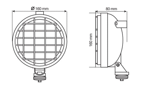 WB-3, faro da lavoro alogeno rotondo, 12/24V